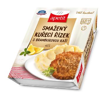 Rezeň vyprážaný kurací,zemiaková kaša 450g