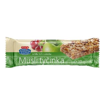COOP Tyčinka müsli šťavnatá s jablk.a hroz.30g TK