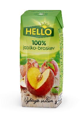 Hello 100% jablko-broskyňa 250ml TPP