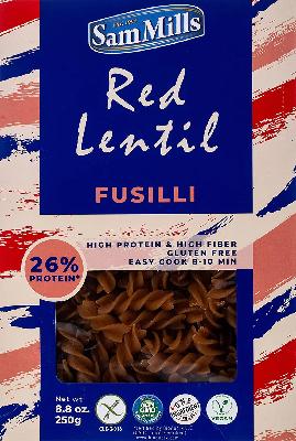 Cestoviny fusilli z červ.šošovice Sam Mills 250g