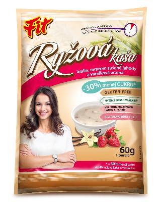 Kaša Fit ryžová s jahodami a vanilkovou arómou 60g