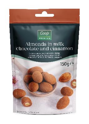COOP Mandle v mliečnej čok.a škorici 150g Premium